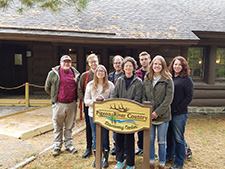 CMU students, Museum Collection Manager Ron Bloomfield, and Director Dr. Jay Martin at the Pigeon River Discovery Center.
